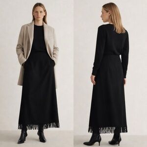 Pendleton Vintage Virgin wool maxi skirt with fringe